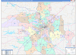 Little Rock-North Little Rock-Conway Metro Area Wall Map Color Cast Style 2026
